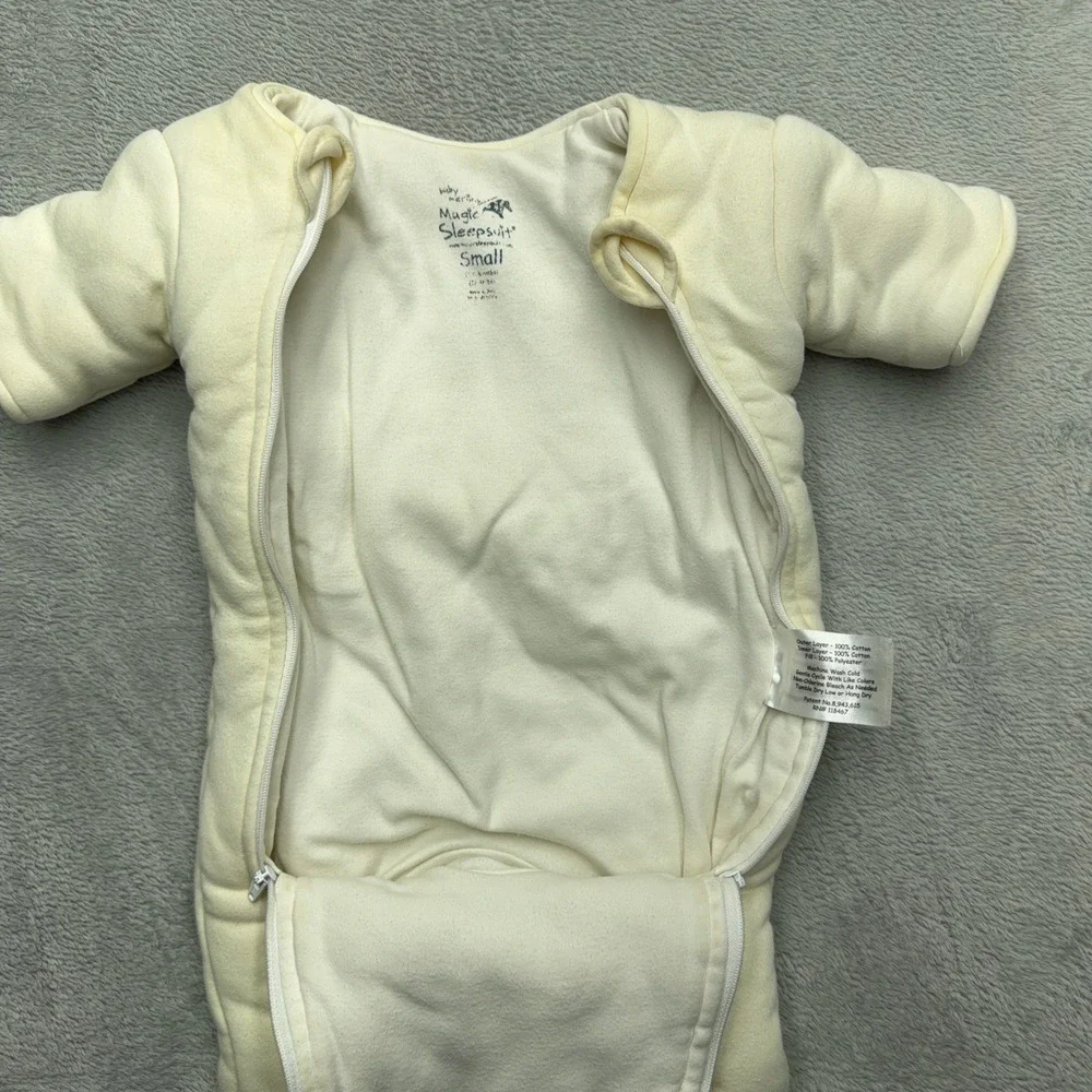 Baby Merlin Magic Sleepsuit Unisex Small Cream Transition Swaddle Double Zipper